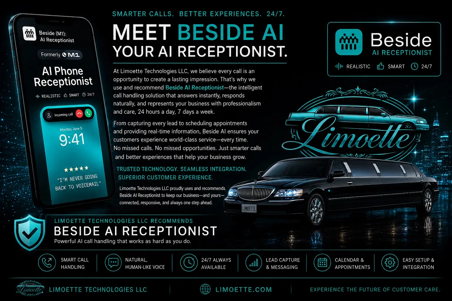 Beside AI Receptionist recommended by Limoette Technologies LLC