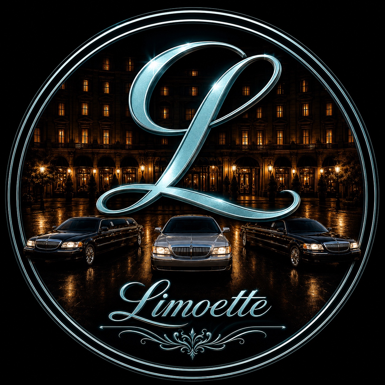 Limoette fleet emblem with classic stretch limousines