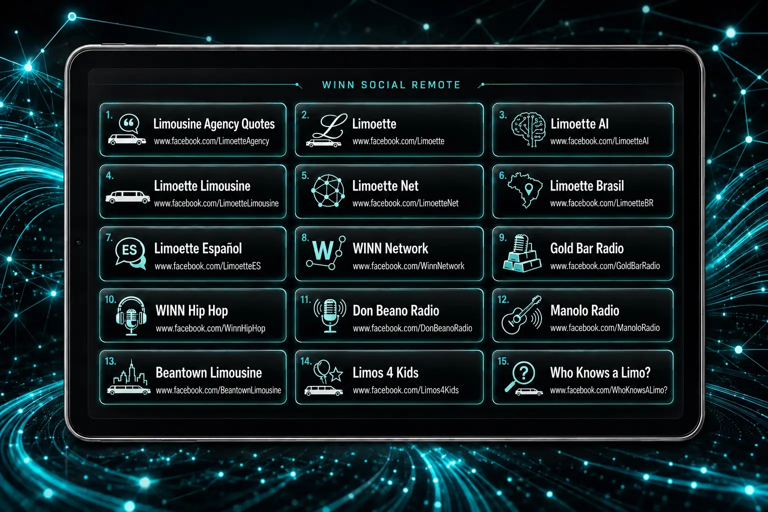 WINN Social Remote for the Limoette and media network channels